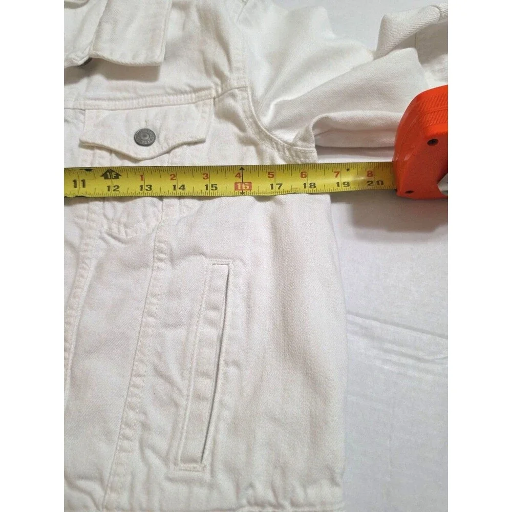 Free People Classic White Denim Trucker Jacket - Size Small - Picture 2 of 12